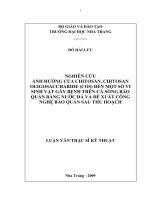 Nghiên cứu ảnh hưởng của chitosan, chitosan oligosaccharid (COS) đến một số vi sinh vật gây bệnh trên cá bảo quản bằng nước đá và đề xuất công nghệ bảo quản sau thu hoạch