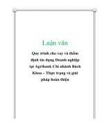 Thực trạng Quy trình cho vay và thẩm định tín dụng doanh nghiệp tại ngân hàng tại hà nội