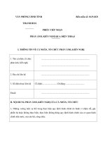 MẪU PHIẾU TIẾP NHẬN PHẢN ÁNH, KIẾN NGHỊ QUA ĐIỆN THOẠI docx