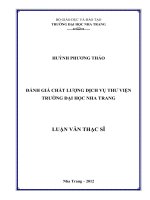 ĐÁNH GIÁ CHẤT LƯỢNG DỊCH vụ THƯ VIỆN  TRƯỜNG đại học NHA TRANG