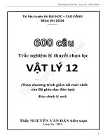 600 câu lý thuyết trắc nghiệm vật lý mới nhất