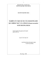 Một số yếu tố ảnh hưởng đến quá trình ngủ đông của tôm  sú nuôi (penaeus monodon) thương phẩm