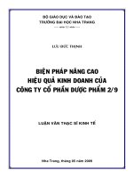 Biện pháp nâng cao hiệu quả kinh doanh của công ty cổ phần dược phẩm 2/9