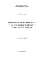 HIỆN TRẠNG và GIẢI PHÁP PHÁT TRIỂN NGHỀ NUÔI tôm CÀNG XANH (macrobrachium rosenbergii de man, 1879) TRÊN RUỘNG lúa THEO HƯỚNG bền VỮNG tại HUYỆN THẠNH PHÚ   TỈNH bến TRE
