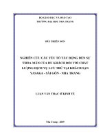 Nghiên cứu các yếu  tố tác động đến sự thoả mãn của du khách đối với chất lượng dịch vụ lưu trú tại  khách sạn yasaka –sài gòn –nha trang