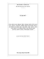 ỨNG DỤNG QUI PHẠM THỰC HÀNH NUÔI tốt (GAP)  xây DỰNG CHƯƠNG TRÌNH KIỂM SOÁT mối NGUY AN  TÒAN vệ SINH CHO NGUYÊN LIỆU THỦY sản tại CÔNG TY cổ PHẦN THỦY sản TRUNG sơn HUYỆN KIÊN LƯƠNG, TỈNH KIÊN GIANG