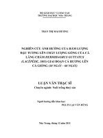 Nghiên cứu ảnh hưởng của  hàm lượng đậu tương lên chất lượng giống cá lăng chấm hermibagrus  guttatus(lacépède, 1803) giai đoạn cá hương lên cá giống (30ngày –  60ngày)
