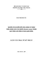 Nghiên cứu sự biến đổi hàm lượng và thành phần amino acid của nghêu (meretrix lyrata) trong quá trình làm đông và bảo quản đông