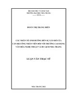 CÁC NHÂN tố ẢNH HƯỞNG đến sự gắn bó của cán bộ CÔNG NHÂN VIÊN đối với TRƯỜNG CAO ĐẲNG văn hóa NGHỆ THUẬT và DU LỊCH NHA TRANG