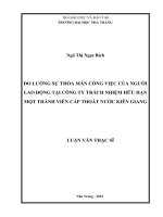 ĐO LƯỜNG sự THỎA mãn CÔNG VIỆC của NGƯỜI  LAO ĐỘNG tại CÔNG TY TRÁCH NHIỆM hữu hạn  một THÀNH VIÊN cấp THOÁT nước KIÊN GIANG
