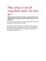 Mùa nóng có cần bổ sung thêm muối vào thức ăn? ppsx