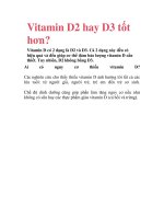 Vitamin D2 hay D3 tốt hơn? pptx