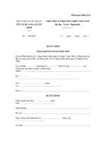 Mẫu quyết định số 03: Quyết định khám người theo thủ tục hành chính ppt