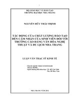 Tác động của  chất lượng đào tạo đến cảm nhận của sinh viên đối với trường cao đẳng văn hóa nghệ  thuật và du lịch nha trang