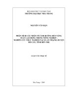 Phân tích  các nhân tố  ảnh hưởng đến năng suất lao động trong nông nghiệp tại xã an thạnh,  huyện mỏ cày,  tỉnh bến tre