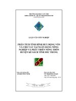 Phân tích tình hình huy động vốn và cho vay tại ngân hàng nông nghiệp và phát triển nông thôn huyện kế sách tỉnh sóc trăng