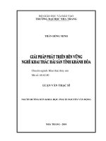 Giải pháp phát triển bền vững nghề khai thác hải sản tỉnh khánh hòa