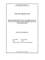 Hoạch định chiến lược tài chính cho các  công ty cổ phần ngành chế biến thuỷ sản tỉnh khánh hoà