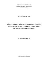 Nâng cao khả năng cạnh tranh của ngân  hàng nông nghiệp và phát triển nông thôn chi nhánh khánh hòa