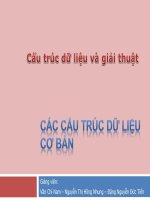 SLIDE BÀI GIẢNG MÔN CẤU TRÚC DỮ LIỆU VÀ GIẢI THUẬT: P2 CÁC CẤU TRÚC DỮ LIỆU CƠ BẢN