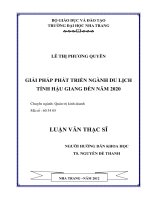 GIẢI PHÁP PHÁT TRIỂN NGÀNH DU LỊCH  TỈNH hậu GIANG đến năm 2020