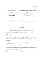 MẪU QUYẾT ĐỊNH Khám phương tiện vận tải, đồ vật theo thủ tục hành chính pps