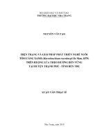 HIỆN TRẠNG và GIẢI PHÁP PHÁT TRIỂN NGHỀ NUÔI tôm CÀNG XANH (macrobrachium rosenbergii de man, 1879) TRÊN RUỘNG lúa THEO HƯỚNG bền VỮNG tại HUYỆN THẠNH PHÚ   TỈNH bến TRE