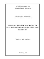 XÂY DỰNG CHIẾN lược KINH DOANH của  NGÂN HÀNG THƯƠNG mại cổ PHẦN KIÊN LONG  đến năm 2020