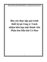Báo cáo thực tập quá trình thiết bị tại công ty trách nhiệm hữu hạn một thành viên phân bón dầu khí cà mau