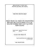 PHÂN TÍCH các NHÂN tố ẢNH HƯỞNG đến kết QUẢ XUẤT KHẨU của các DOANH NGHIỆP THỦY sản tại TỈNH KIÊN GIANG