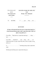 MẪU QUYẾT ĐỊNH Áp dụng các biện pháp khắc phục hậu quả do vi phạm hành chính gây ra trong trường hợp không áp dụng xử phạt vi phạm hành chính về thuốc, mỹ phẩm và trang thiết bị y tế ppsx
