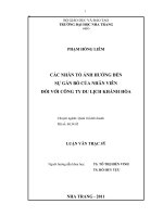 Các nhân tố ảnh hưởng đến sự gắn bó của nhân viên đối với công ty du lịch khánh hòa