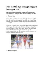 Nên tập thể dục trong phòng gym hay ngoài trời? potx