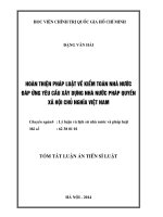tóm tắt hoàn thiện pháp luật về kiểm toán nhà nước đáp ứng yêu cầu xây dựng nhà nước pháp quyền xã hội chủ nghĩa việt nam