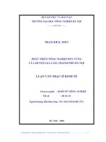phát triển nông nghiệp bền vững của huyện gia lâm, thành phố hà nội
