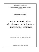 tóm tắt luân án tiến sĩ hoàn thiện hệ thống kế toán thu, chi ngân sách nhà nước tại việt nam