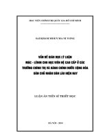 vấn đề giáo dục lý luận mác - lênin cho học viên hệ cao cấp ở các trường chính trị và hành chính nước cộng hòa dân chủ nhân dân lào hiện nay