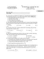 ĐỀ THI HỌC KỲ I :NĂM HỌC 2010 - 2011 MƠN: Vật Lý 12 - M đề thi l22 pot