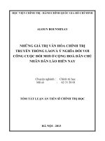 tóm tắt những giá trị văn hóa chính trị truyền thống lào và ý nghĩa đối với công cuộc đổi mới ở cộng hoà dân chủ nhân dân lào hiện nay