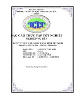 3 NGHIỆP vụ bếp KHÁCH sạn BÌNH DƯƠNG II