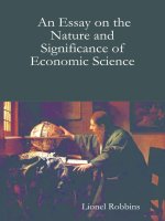 AN ESSAY ON THE NATURE ftf SIGNIFICANCE OF ECONOMIC SCIENCE phần 1 pps