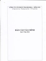 công ty cổ phần thanh hoa sông đà báo cáo tài chính quý 1 năm 2014