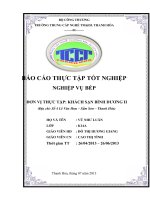 2 NGHIỆP vụ bếp KHÁCH sạn BÌNH DƯƠNG II