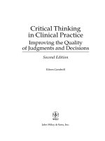 Critical Thinking in Clinical Practice Improving the Quality of Judgments and Decisions pdf