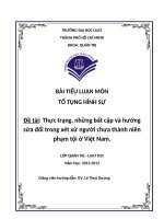 thực trạng, những bất cập và hướng sửa đổi trong xét xử người chưa thành niên phạm tội ở việt nam