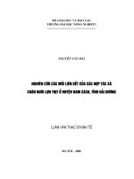 nghiên cứu các mối liên kết của các hợp tác xã chăn nuôi lợn thịt ở huyện nam sách, tỉnh hải dương