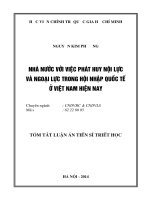 tóm tắt nhà nước với việc phát huy nội lực và ngoại lực trong hội nhập quốc tế ở việt nam hiện nay