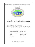 BÁO CÁO KIẾN TẬP NGHIỆP vụ bếp NHÀ HÀNG THƯ NGOÃN