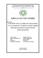GIẢI PHÁP NÂNG CAO HIỆU QUẢ HOẠT ĐỘNG của các hợp tác xã DỊCH vụ NÔNG NGHIỆP TRÊN địa bàn HUYỆN THẠCH THÀNH