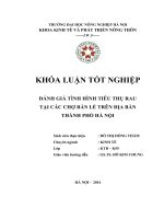 ĐÁNH GIÁ TÌNH HÌNH TIÊU THỤ RAU TẠI CÁC CHỢ BẢN LẺ TRÊN ĐỊA BÀN THÀNH PHỐ HÀ NỘI